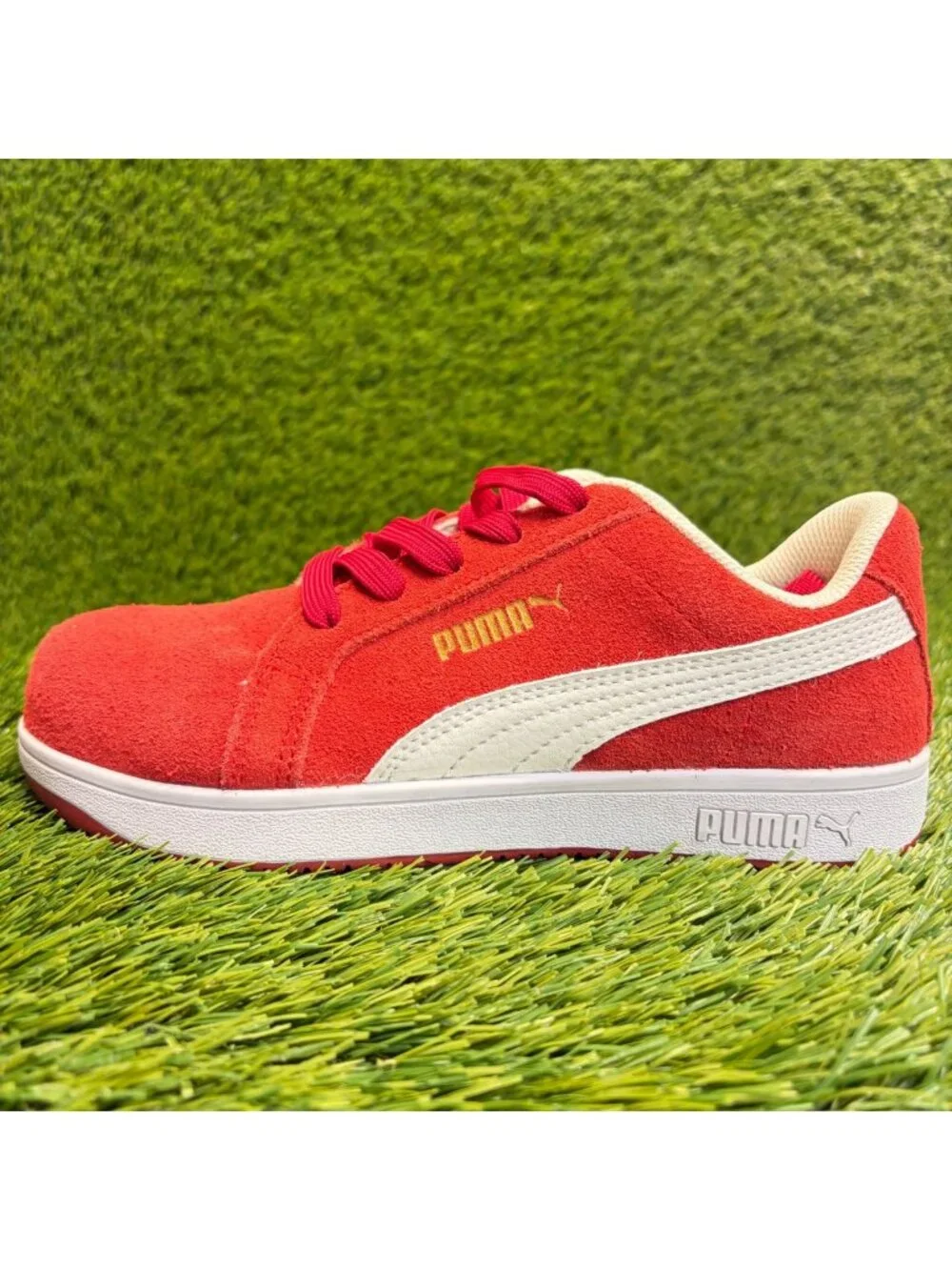 Puma Iconic Suede Low Womens Size 6 Red White Composite Toe Safety Work Shoes